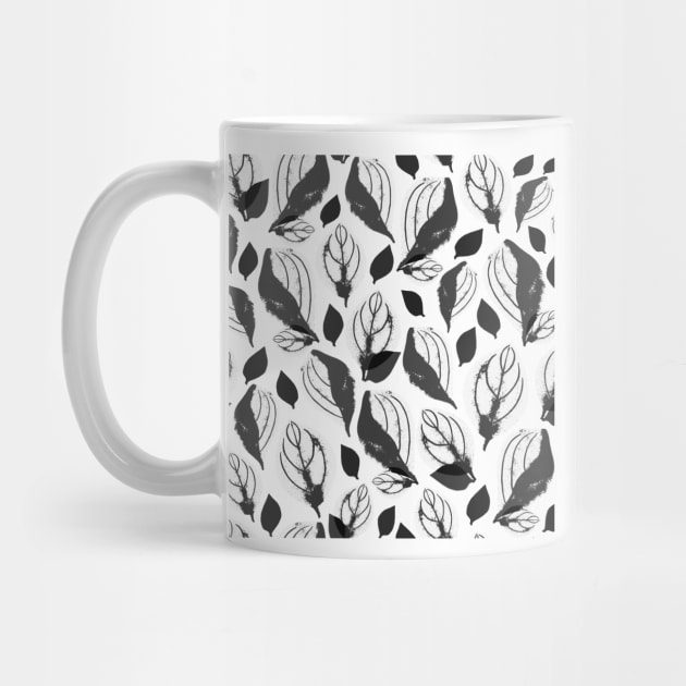 Black and White Basil Leaf Pattern by OneLook